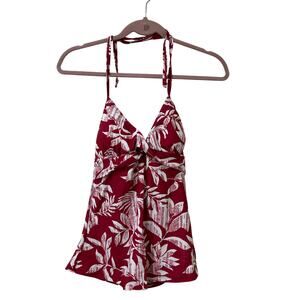 Hapari NWT Women Sz Medium Mykanos Red Twist Halter Tankini Swim Suit Top Beach